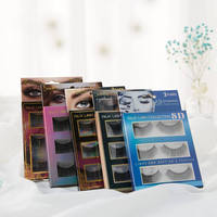 Offre Spéciale – Lot de 3 Paires de Faux Cils Faits Main en Fibres Naturelles et Synthétiques, Épaisseur 0,07 mm, Tige en Coton Noir pour Maquillage – Marque Propre