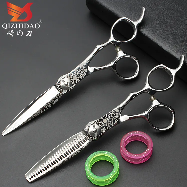 Tijeras de pelo japonesas de 6 pulgadas, conjunto de tijeras de peluquería de Damasco para peluquero, corte y adelgazamiento