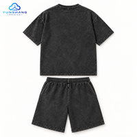 Ensemble streetwear deux pièces personnalisé, style vintage américain, en coton tricoté 100% respirant, 240 g/m², avec short à cordon de serrage, idéal pour l'été