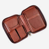 Étui de Voyage de Luxe en Cuir pour Cigares, Humidor Portable Fait Main Écologique avec Poche pour Briquet et Coque en Feutre de Laine
