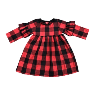 Commercio all'ingrosso boutique di vestiti del bambino di Natale buffalo plaid autunno bambini vestiti da partito indossare per ragazze - Product Image 3