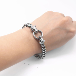 yunnique Wolf Head <b>Chain</b> Bracelet <b>Titanium</b> Steel Unisex Gift Jewelry Geometric Animal Design - Product Image 4