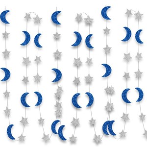 Decoración para Fiesta de Ramadán Eid 2026, Guirnalda de <span class=keywords><strong>Luna</strong></span> y Estrella, Fondo Dorado y Azul, Guirnalda de Papel, Pancarta Eid Mubarak para Celebraciones - Product Image 2