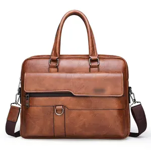 2022 new Laptop Bag business leather briefcase Luxury handmade leather men handbags black