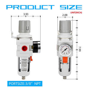 วาล์วควบคุมความดันพร้อมมาตรวัด3/8 "NPT สำหรับตัวกรองความดันอากาศ - Product Image 5