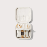 Boîte à bijoux de voyage blanche, petite, avec fermeture éclair, pour ranger les bagues, les boucles d'oreilles, les colliers, logo personnalisé, fabricant OEM ODM