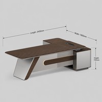 Bureau de direction intelligent de luxe avec charge sans fil, texture 3D, table de bureau Taiho Paint E1 Grade, mobilier de direction