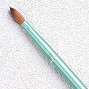 Moda verde diamante metallo manico personalizzato crimpato Nail Art pennelli 100% Kolinsky acrilico Nail Brush all'ingrosso #8 #10 #12 #14 #16 - Product Image 3