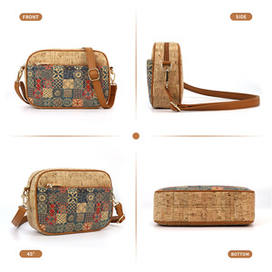 Bolso <span class=keywords><strong>bandolera</strong></span> de Cuero de corcho de hombro Retro de alta calidad personalizado 2025 bolso de hombro de diseño de estilo étnico de elemento Natural - Product Image 5