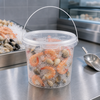 Seau en plastique transparent de qualité alimentaire 1L avec couvercle pour mini-pains, croissants, boulangerie, stockage alimentaire, présentoir de comptoir