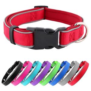 Venta caliente Productos para mascotas Multi colores <span class=keywords><strong>Collar</strong></span> de perro mascota Neopreno acolchado Seguridad nocturna Nylon <span class=keywords><strong>Collar</strong></span> de perro reflectante en stock - Product Image 1
