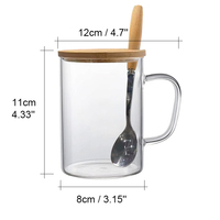 Nouveauté Tasse à café en verre personnalisée de 16 oz avec couvercle en bambou et cuillère, sublimation vierge, certifiée CE, passe au micro-ondes et au lave-vaisselle, unisexe