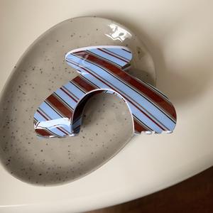 Pince à cheveux fantaisie en acrylique vert frais à rayures, collection Printemps-Été, pour filles - Product Image 6