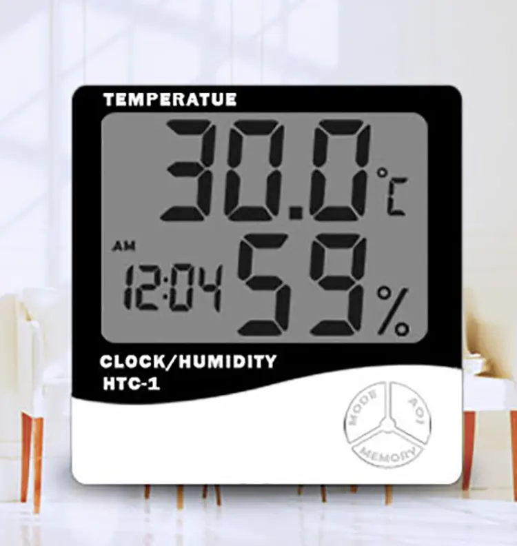 Reloj digital electrónico de gran pantalla para interiores, medidor de humedad y humedad, alarma de temperatura interior, gran oferta