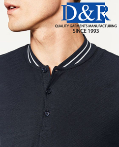 Camiseta de Jersey de calidad superior OEM para hombre con cuello de pie prenda teñida patrón sólido manga corta ajuste regular para estilo polo - Product Image 4