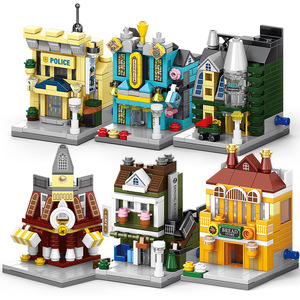 Phong cách Châu Âu kiến trúc phong cách Châu Âu đi bộ đường phố lưu niệm ẩm thực quán cà phê Đồ chơi bộ thu nhỏ khối xây dựng đường phố văn hóa Châu Âu - Product Image 1