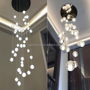 Lustre LED à bulles dimmable pour plafond haut, luminaires suspendus pour longues escaliers, lampes pendantes pour entrée, lustre en cristal - Product Image 4