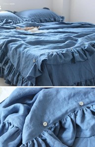 Ruffle <b>Bedding</b> <b>Set</b> of 3, Linen Ruffle Duvet Cover and Two Pillowcases From 100% Organic, Queen King Twin XL All Size <b>Bedding</b> <b>Set</b> - Product Image 3