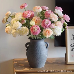 Bouquet de fleurs artificielles en soie rose pâle, pivoines et roses, pour décoration intérieure et arrangements floraux de mariage - Product Image 3