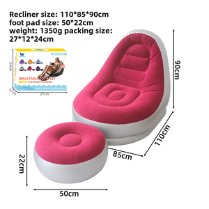 Opblaasbare luchtbank voor binnen en buiten, draagbare reisluchtbank, gevlokte PVC comfortabele loungestoel voor kamperen, strand en thuisgebruik - Product Image 2