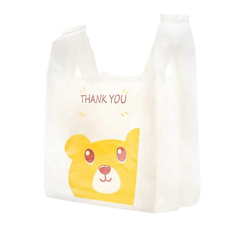 かわいいプリントTシャツスーパーマーケット包装プラスチックショッピングバッグ食品グレード食品パッケージポリバッグ