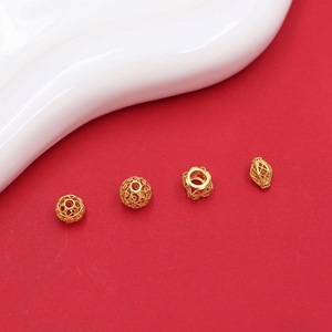 S925 Tinh Khiết Bạc Vàng-Mạ Cổ Cát Vàng Hollow Bead Tách DIY Stringing Rope Vòng Đeo Tay Vòng Cổ Lỏng Lẻo Truy Cập - Product Image 4