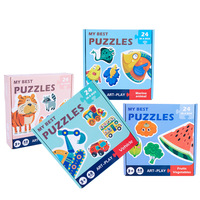Tweedelige puzzel met dierenmotief, voertuigen, houten educatief ontwikkelingsstapelspeelgoed voor jongens en meisjes van 5-7 jaar