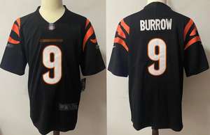 2025 yeni sezon #9 Joe Burrow Bengals formalar nefes özelliği ile amerikan futbolu kısa kollu formaları - Product Image 2