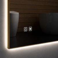 Miroir de salle de bain intelligent mural en verre ultra-clair, anti-buée, avec capteur tactile, écran LED, gradation infinie, décoration