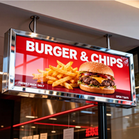 Boîte à lumière LED suspendue pour menu de restaurant, facile à installer, panneau LED avec cadre en aluminium, panneau publicitaire pour menu