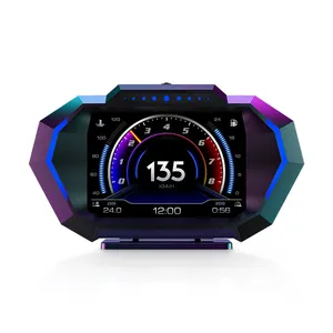 Multiple Languages OBD2 GPS Turbo Pressure P24 Head Up Display Speedometer Gauge Speed Display scanner HUD for cars