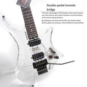 กีตาร์ไฟฟ้าอะคริลิคแบบไม่มีหัว รุ่น OEM ขายส่ง โปร่งใส คริสตัล ดีไซน์ Dual-Shift Trill คุณภาพระดับ Heirloom สำหรับนักดนตรี - Product Image 2