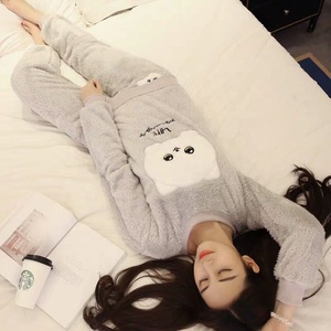 QY <span class=keywords><strong>pigiama</strong></span> di flanella sottile set <span class=keywords><strong>pigiama</strong></span> da <span class=keywords><strong>donna</strong></span> in flanella calda autunno e inverno set <span class=keywords><strong>pigiama</strong></span> a maniche lunghe in pile corallo spesso - Product Image 3