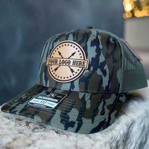 Men's Fashionable Summer Trucker Hat Snap <b>Back</b> Custom Laser Leather <b>Patch</b> 6 Panel richardson 112 Hats - Product Image 3