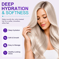 Ikzee 120g Masker Rambut Ungu Keratin Kolagen Pelembap Mendalam dengan Minyak Rosemary Argan untuk Rambut Pirang yang Di-bleach