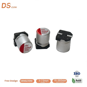 ตัวเก็บประจุโพลิเมอร์แบบนำไฟฟ้า SMD 25V 220uF ชนิด V Chip ขนาด 6.3x7.7 มม. สำหรับเมนบอร์ด VRM และวงจรจ่ายไฟ GPU - Product Image 1