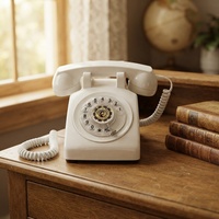 Téléphone Livre d'Or Audio Rétro Blanc Personnalisé avec Cadran Rotatif Vintage et Sonnerie Mécanique, Enregistreur de Messages Vocaux pour Mariage