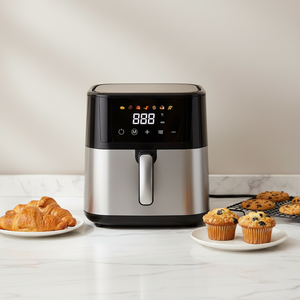 <span class=keywords><strong>Friteuse</strong></span> à air intelligente en acier inoxydable 6L, <span class=keywords><strong>friteuse</strong></span> électrique numérique rapide sans huile, langue d'utilisation française et allemande, forme carrée - Product Image 1