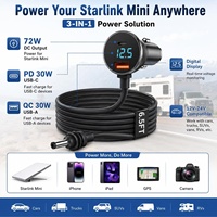 Adaptateur allume-cigare à affichage numérique 12V-24V vers câble d'alimentation CC pour Starlink Mini, câble de chargeur de voiture 3M 10ft