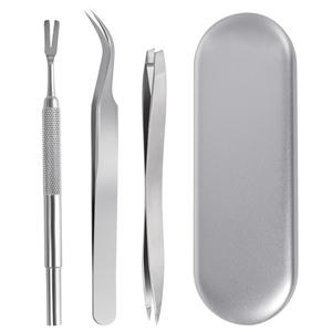 Pince à tiques en acier inoxydable, ensemble de trois pièces, outil de suppression des tiques pour animaux de compagnie, pince et torsion - Product Image 1