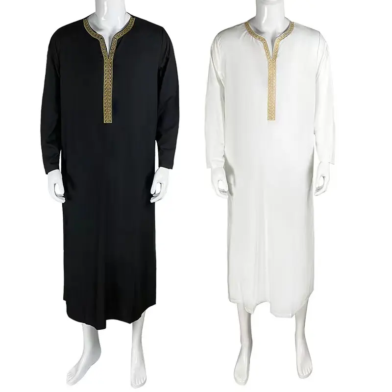 Broderie musulmane Robe homme drapée Slim Style Morgans Robe pakistanaise Robe tissu africain Robe islamique