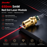 Module laser à point rouge ZhonNa 650nm 5mW DC3V/5V 9x16mm avec tête en bronze métallique, source photoélectrique, pièces d'équipement laser industriel OEM