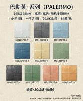 Carrelage carré en porcelaine mate de la série Palermo 125x125 mm, carrelage mural et de sol émaillé à facettes multiples aléatoires