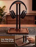 Support pour écouteurs en bambou BH, support en bois pour casque, support solide avec base antidérapante et de rangement pour bureau