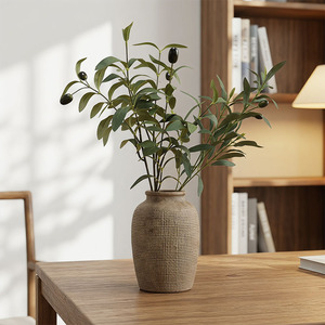 Branche d'<span class=keywords><strong>olivier</strong></span> artificielle haut de gamme à longue <span class=keywords><strong>tige</strong></span> de 102 cm, feuilles vertes en soie pour la décoration intérieure - Product Image 3