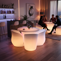 Ensemble de meubles lumineux RGB à changement de couleur, chaise et table en PE pour fêtes, discothèques, terrasses extérieures