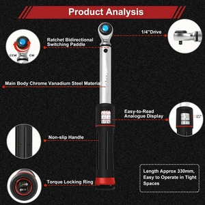 1/4 inç sürücü, çift yönlü ayarlanabilir pencere tarzı tork anahtarı 3-27 Nm - Product Image 2