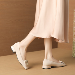Zapatos Planos de Satén para Mujer, con Punta Cuadrada, Sin Cordones, Tacón Bajo, Cómodos, para Todas las Temporadas, Negros, Decorados con Hebilla - Product Image 3