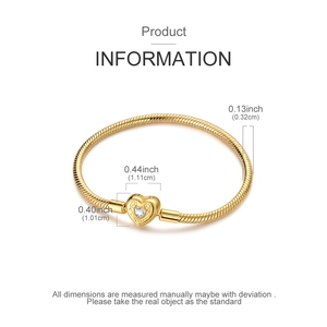 MULA Golden Series - Silver 925 14K Gold Plated <span class=keywords><strong>Love</strong></span> Heart Charm Bracelet Zircon Classic Wedding Gift para fiestas de aniversario - Product Image 2