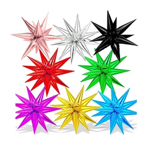 Palloncini a Forma di Stella Esplosiva in Lamina Oro Rosa, Argento, Rosa e Nero per Feste, Palloncini Mylar a Punta Conica Effetto Stella Esplosiva - Product Image 1